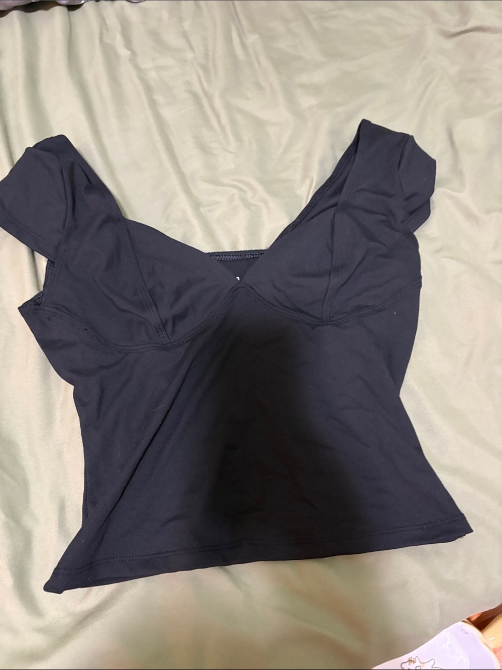 Black Fitted Short Sleeve Crop Top Clean Girl Chic